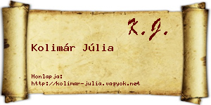 Kolimár Júlia névjegykártya